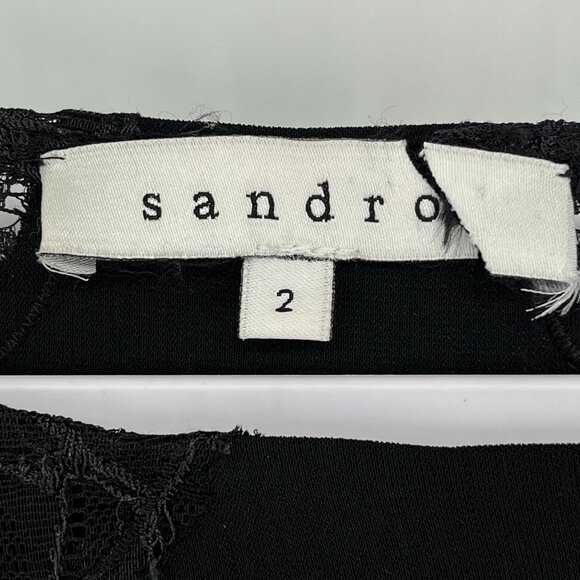 Sandro Paris Black Lace Sheath Dress Elegant Cocktail Size 2 Holiday Dress - Picture 7 of 10
